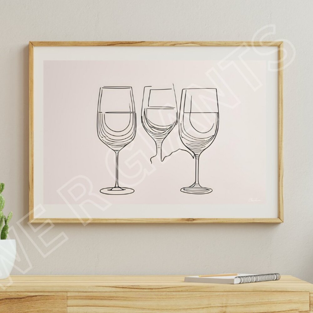 Aesthetic Wine Glass Decor ART PRINT 17"x 11"